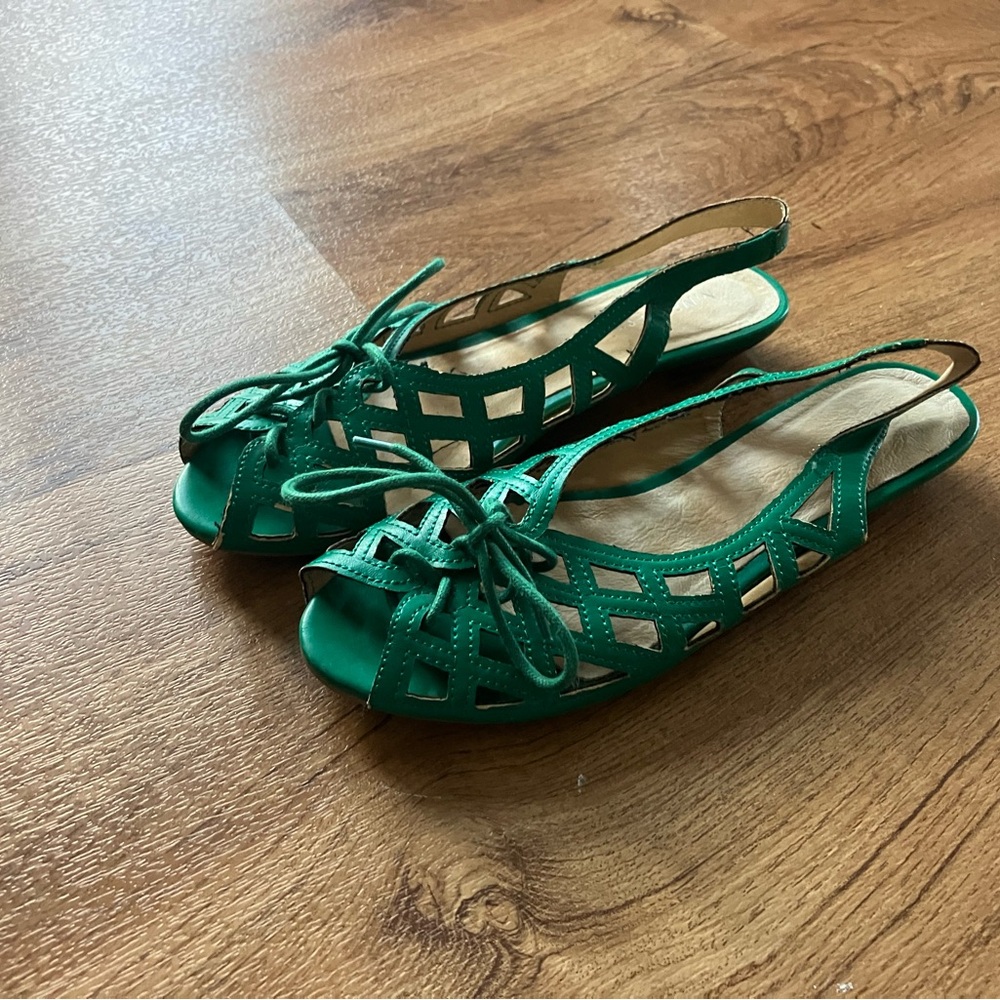 Nine West Teal Cutout Slingback Sandals